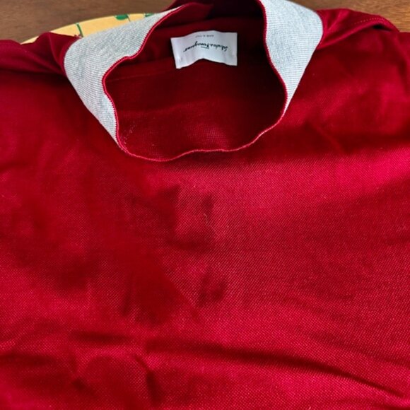 Salvatore Ferragamo Men's 1/4 Zip Embroidered Pique Polo Shirt, Red, L Excellent - Picture 13 of 13